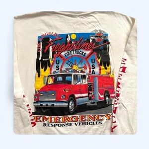 Vintage Los Angeles Fire Truck Graphic Tee - XL